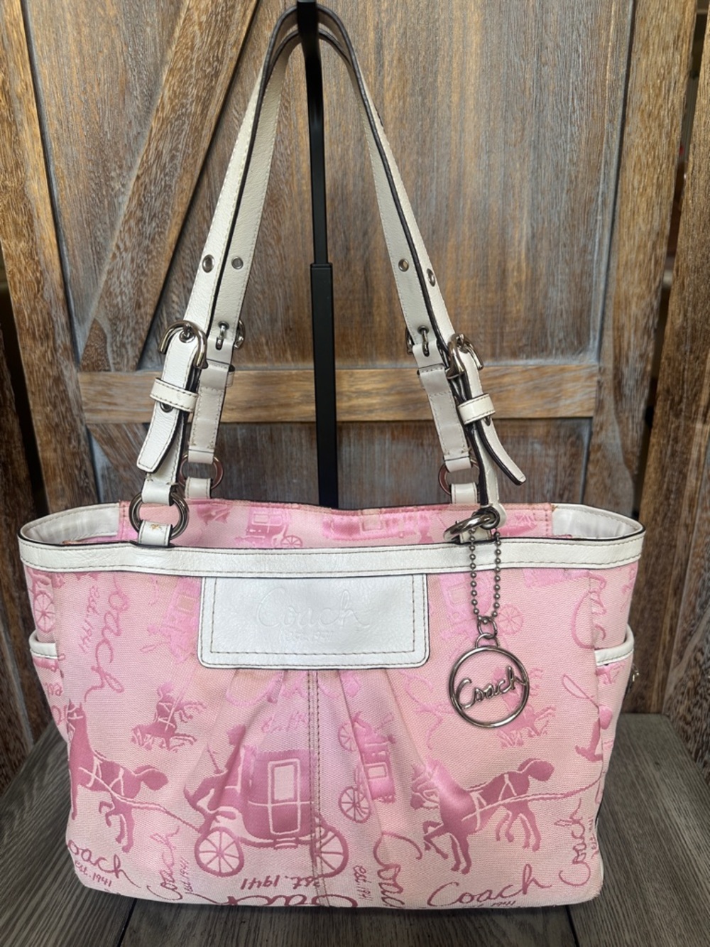 Coach Horse and Carriage Tote with Wallet Light Pink Canvas RARE & HARD TO FIND - Picture 2 of 15